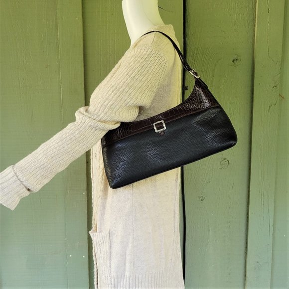 BRIGHTON Black Pebbled Leather Mini Shoulder Bag - Picture 3 of 7
